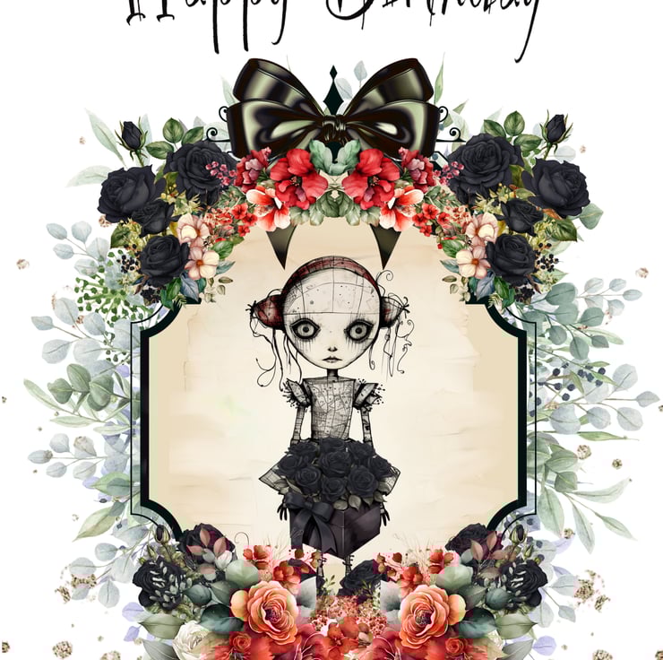 Gothic Birthday Card, Zombie Doll Greeting Card... Folksy