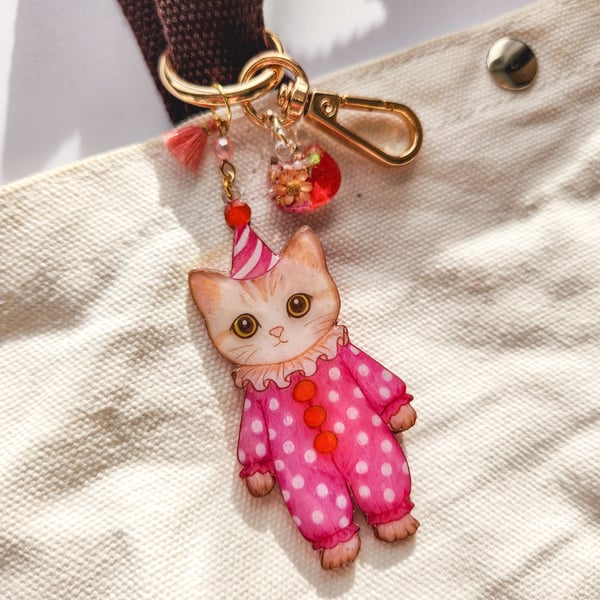 Cat Bag Charm and Detachable Keyring