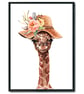 Funky giraffe in a hat wall print, giraffe wall decor, giraffe funny art print - Image 1