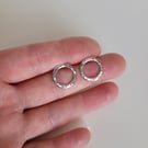 Hammered Silver Circle Stud Earrings
