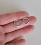 Hammered Silver Circle Stud Earrings