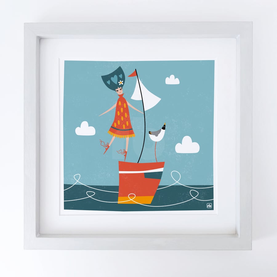 Sailing With The Wind In My Hair, woman sailing print, perfectly imperfect