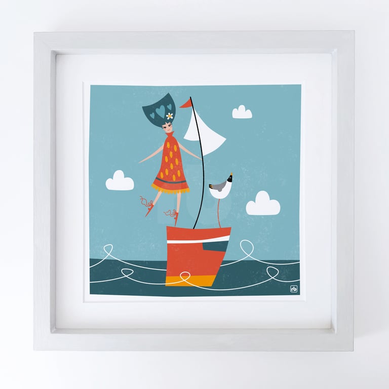Sailing With The Wind In My Hair, woman sailing print, perfectly imperfect