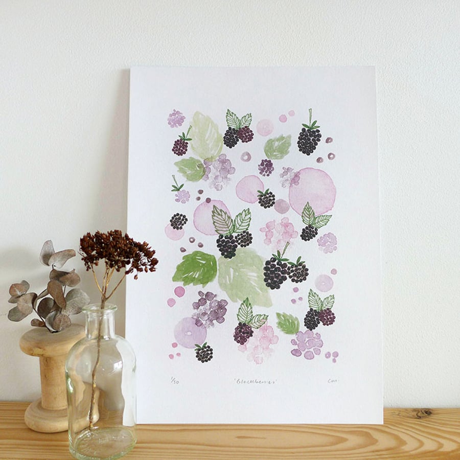 'Blackberries' A4 Art Print