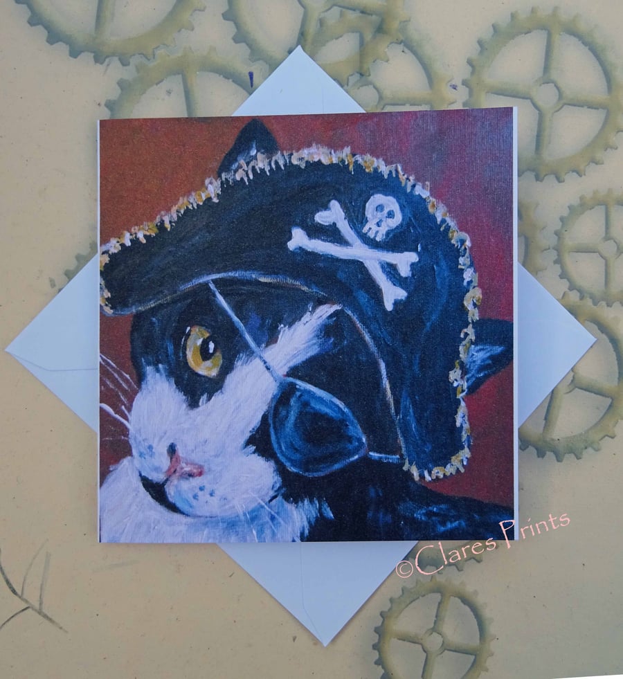 Pirate Kitty Greeting Card From my Original Painting