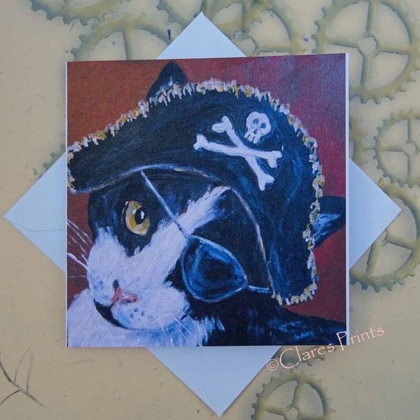 Pirate Kitty Greeting Card From my Original Painting