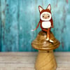 Spun Cotton Sitting Fox Sculpture