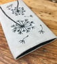 Glasses case - Dandelion flower embroidered- Dandelion wishes linen fabric case - Image 3