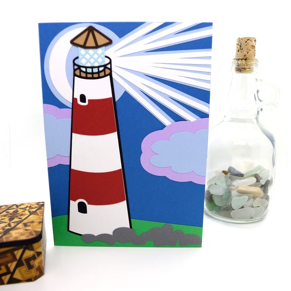Lighthouse Paper Cut Art Card
