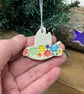 Teeny ceramic dove decoration Christmas snowflake design - Image 3