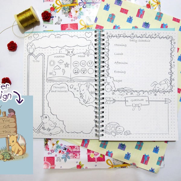 Cute Forest Critter Mental Health Bullet Paper Notebook
