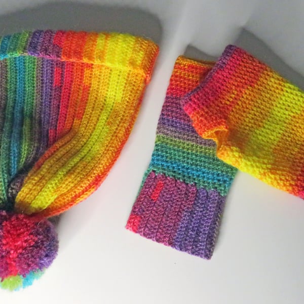 Rainbow Hat and Glove Set
