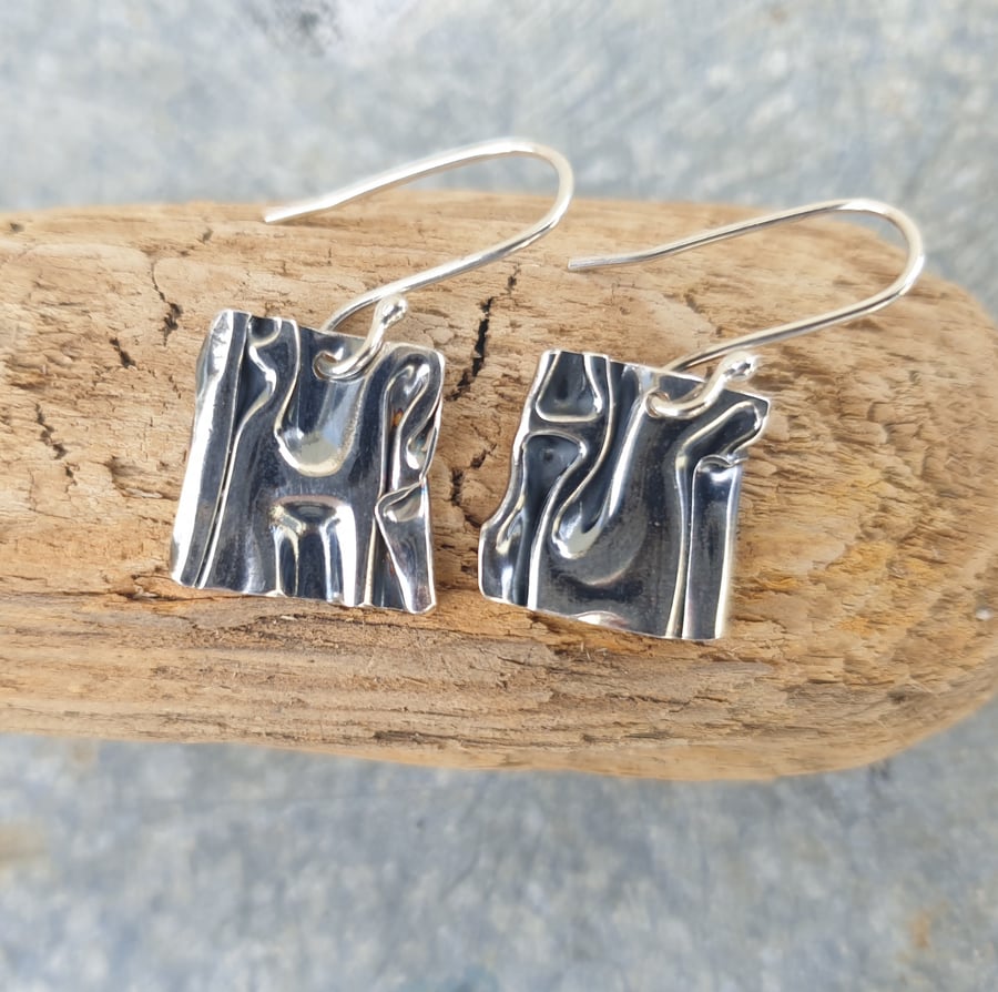 Fine silver beach themed wave earrings