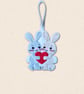 Knit Stitch Bunnies Decoration - Cute Bunny Heart Hanging Decor