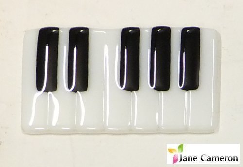 Piano "tea and biscuit" Coaster, Black White fused glass (music teacher gift)