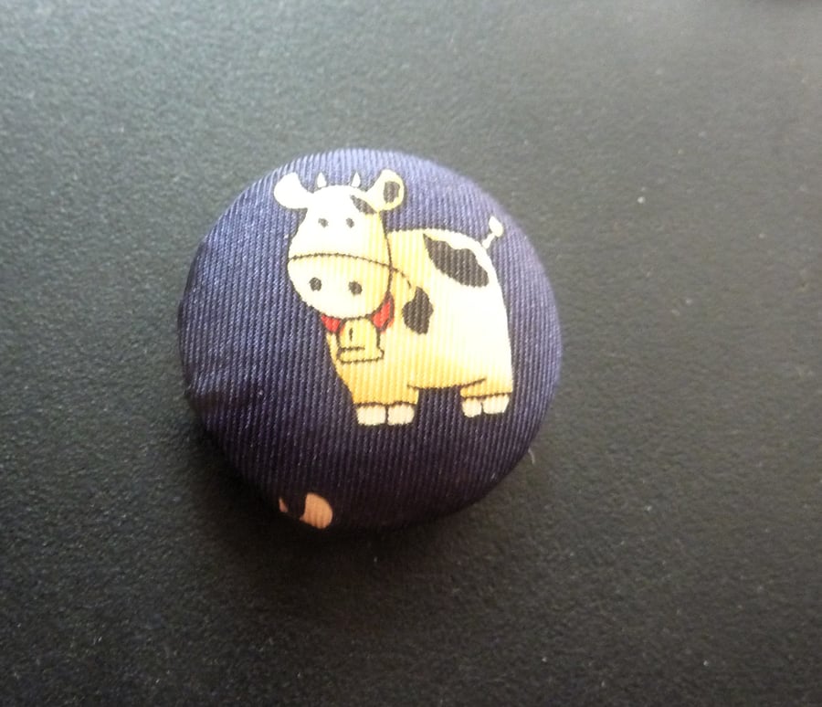 5 Silk Buttons Happy Cows 25cm 1ins Handmade Upcycled
