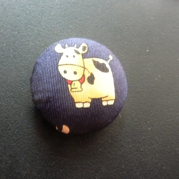 5 Silk Buttons Happy Cows 25cm 1ins Handmade Upcycled