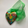 Multi coloured hand painted wooden heart