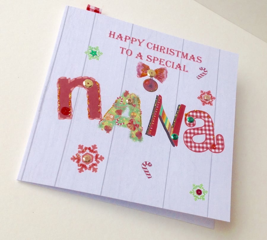 Christmas Card Family,Nana,Printed Design,Handmade,Can Be Personalised