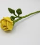 macrame yellow rose bud, single stem rose flower decoration - Image 1