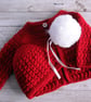 Christmas Ready Red Baby Crochet Cardigan and Hat with Faux Fur Pom Pom - Handma - Image 1