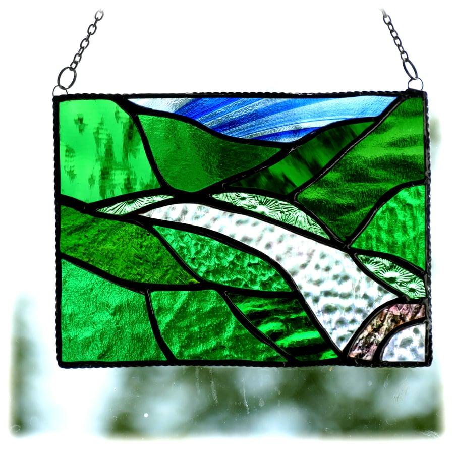 River Valley Panel Stained Glass Landscape Picture Wye 009