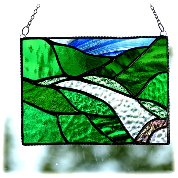 River Valley Panel Stained Glass Landscape Picture Wye 009