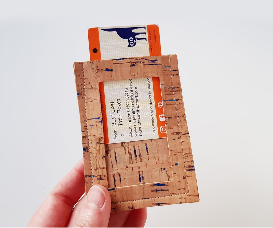 Cork Card holder, Oyster Card, Small Bank Card Wallet, Eco Friendly- Free P&P