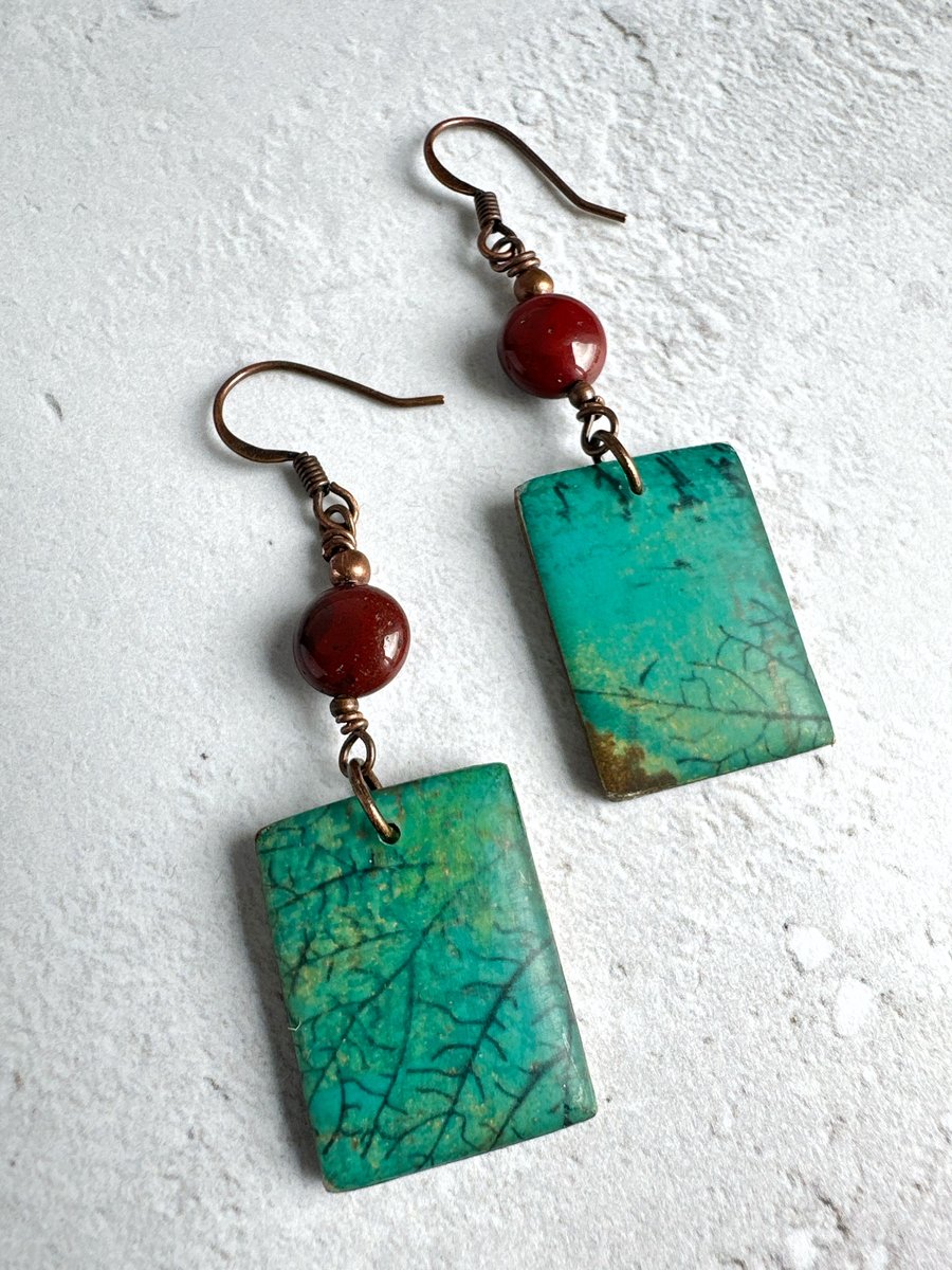 Leaf Print Botanical Earrings 