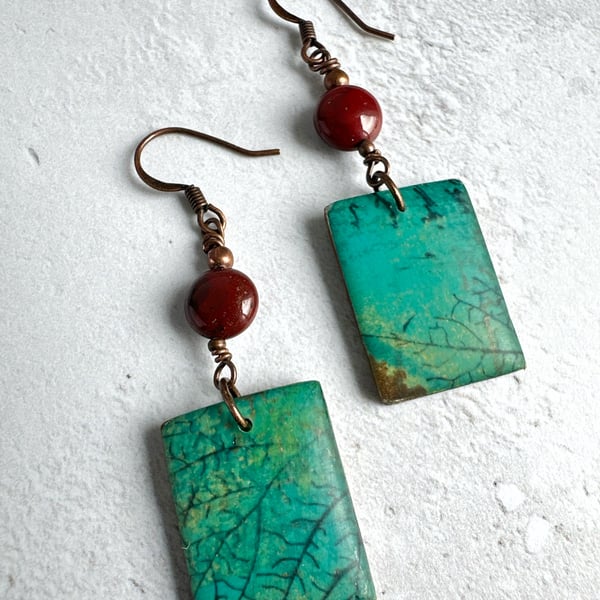 Leaf Print Botanical Earrings 