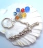 Silver Dagger Charm and Multi Coloured Crystal Bead Key Ring, End of Term Gift - Image 1