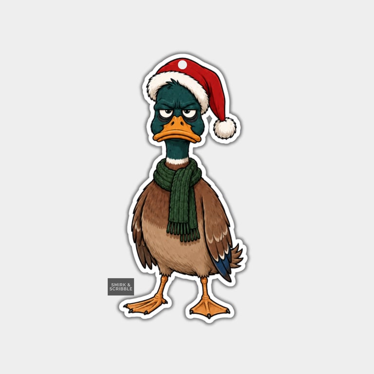 Unique Funny Christmas Gift Tags For Adults, 6pk - Grumpy Duck Standing 