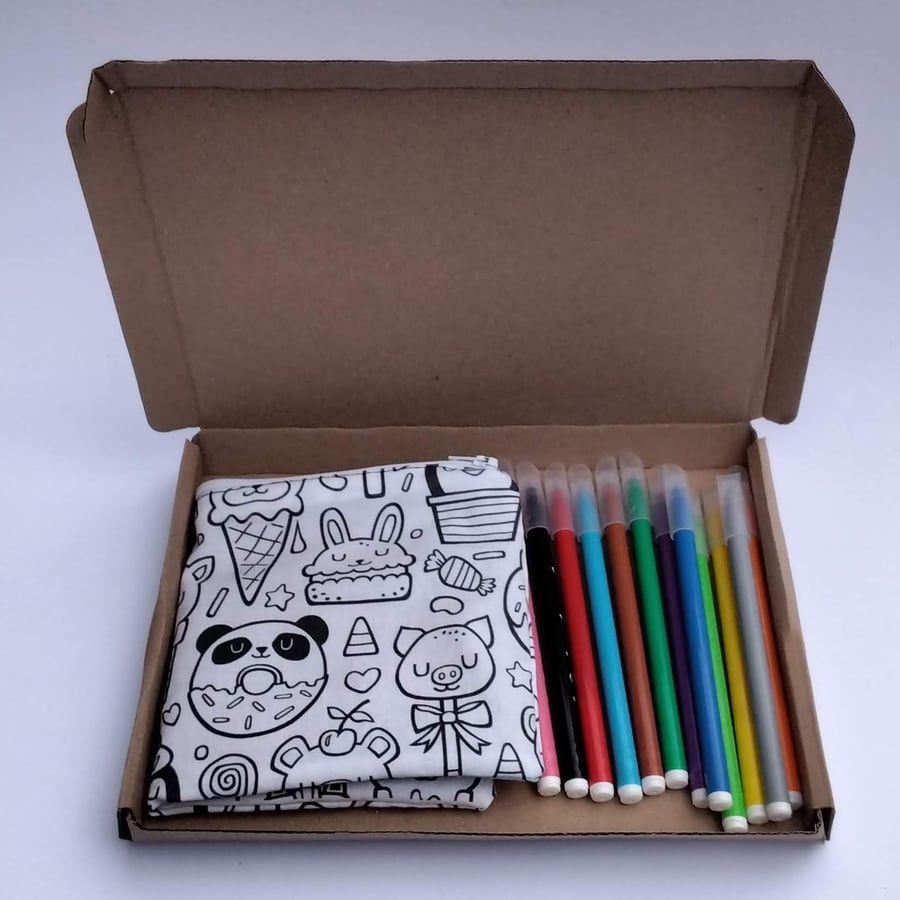 Animal Cupcake Pencil Case to Colour, Letterbox Gift