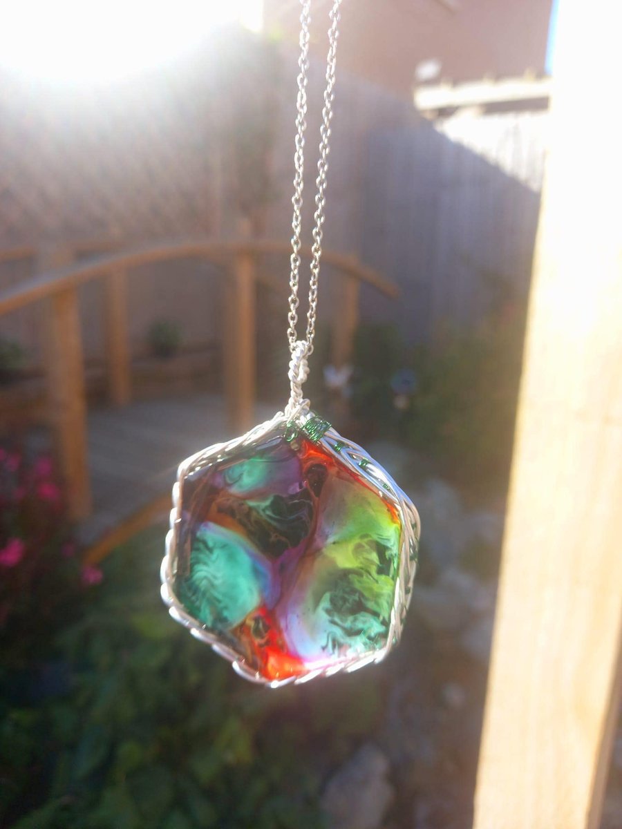 Dark Green Celtic Hexagon Necklace