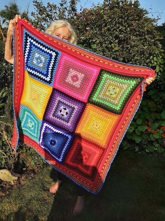 Crochet blanket or throw, perfect size. Handmade. Free first class UK postage.