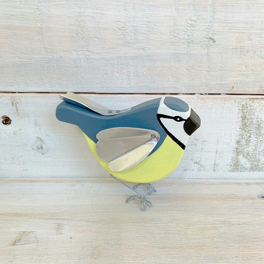 Hand crafted Wooden Blue Tit Bird Gift