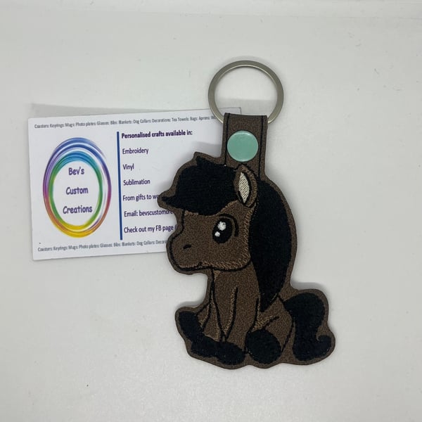 Embroidered Horse Keyring 