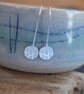 Textured silver threader drop earrings, simple dangle earrings - Image 2
