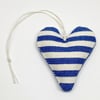 TINY LAVENDER HEART - dark blue narrow stripes