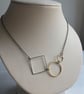 Geometric Row shapes necklace - square circle hexagon row - geometric jewellery  - Image 2