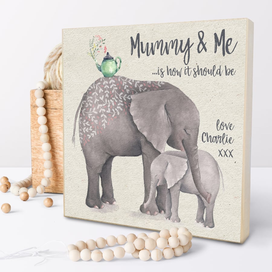 Mummy and Me, Personalised Wooden Picture Block