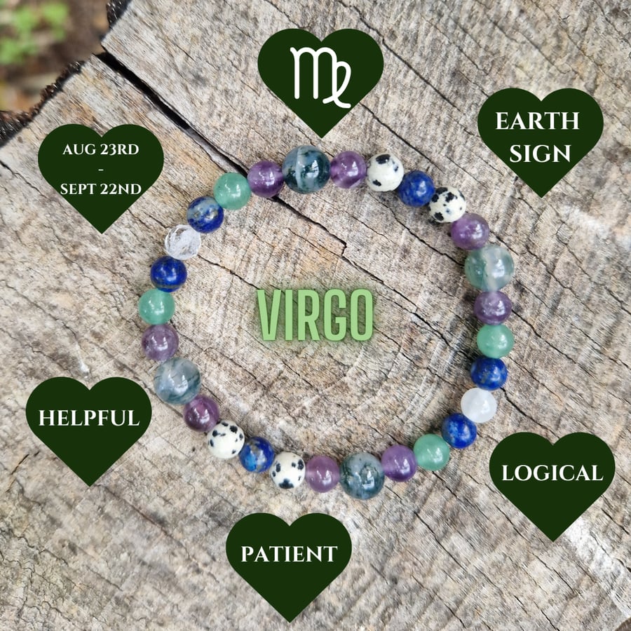 Virgo Zodiac Star Sign Gemstone Bracelet 