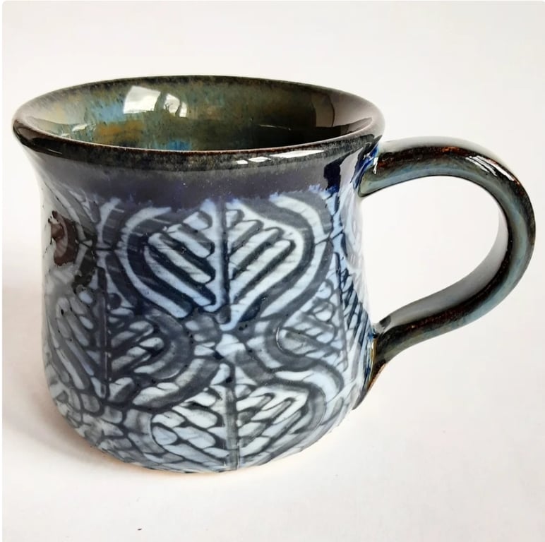 Blue Glazed Mug - Hand Thrown Stoneware Ceramic Mug 