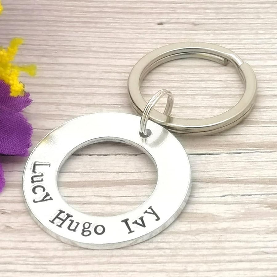 Washer Name Keyring - Gifts For Men - Custom Dad Keychain - Gift For Mum