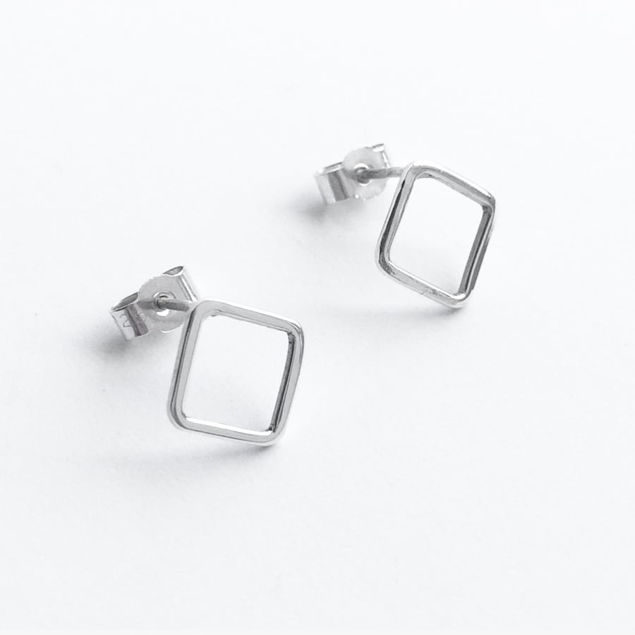 Silver Minimal Square Stud Earrings