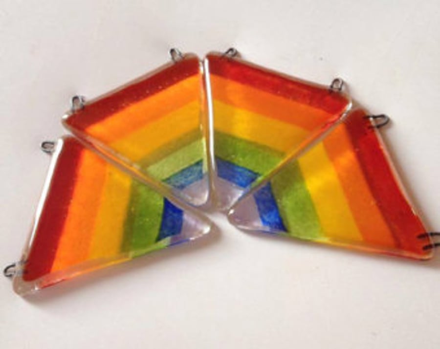 Rainbow Fused Glass Bunting.  Bright and lovely to hang in your home or garden
