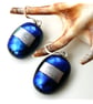 Handmade Fused Dichroic Glass Earrings 300 Blue Silver - Image 1