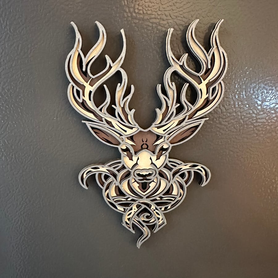 Scottish stag, layered artwork, stag magnet, wall decor, deer