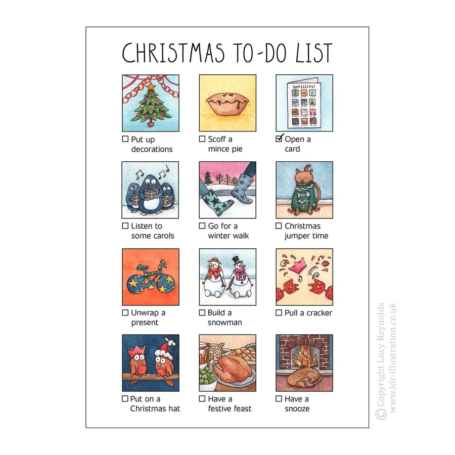 Pack of 4 Christmas To Do List Cards 