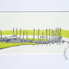 mounted ORIGINAL lino print (Morston Quay) (reserved)